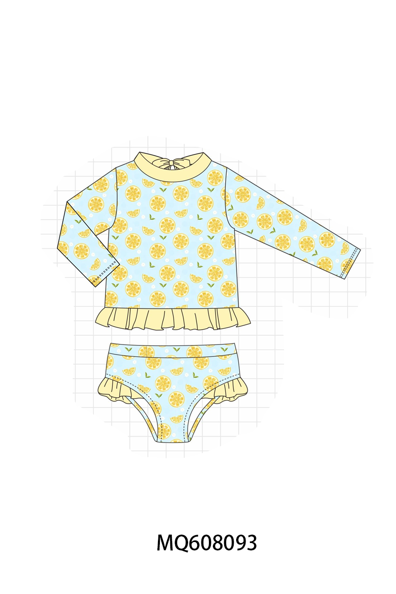 PO103 Yellow lemon print swimsuit collection