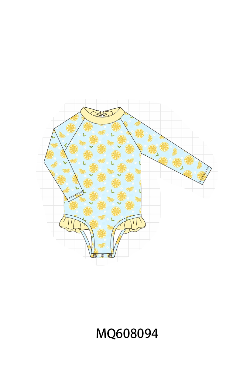 PO103 Yellow lemon print swimsuit collection