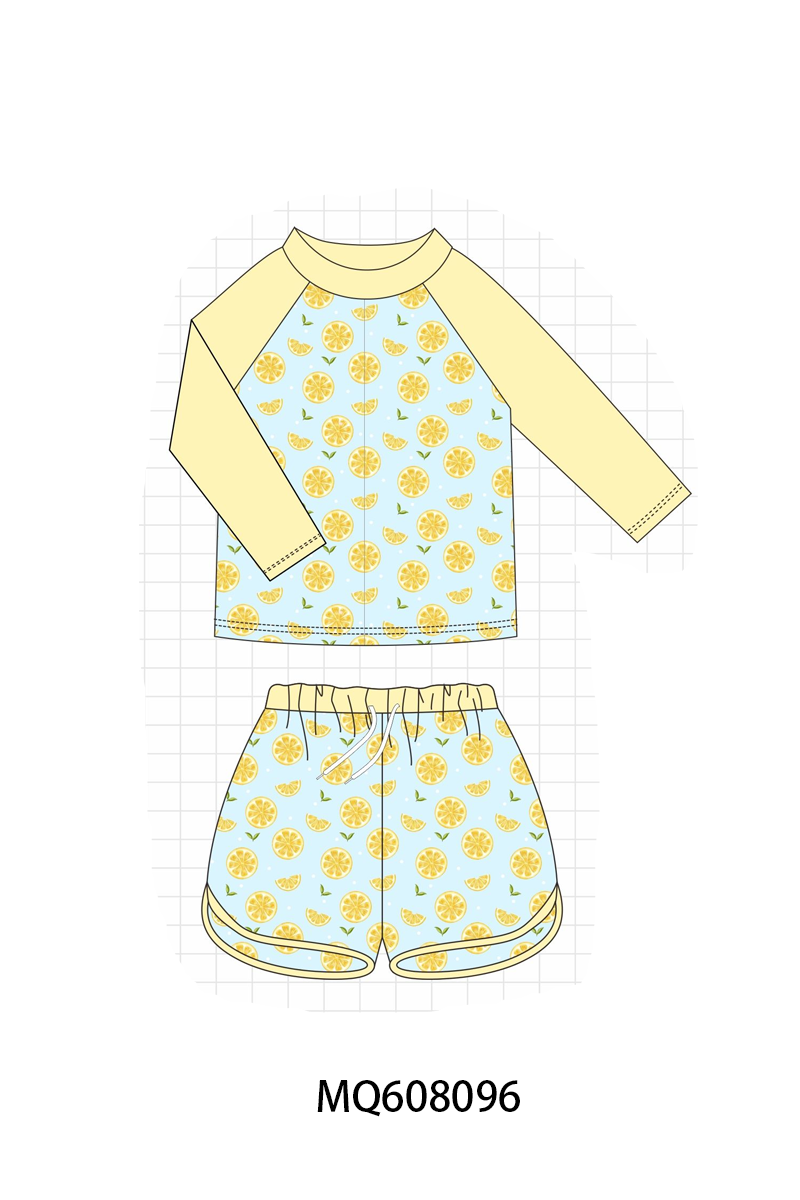PO103 Yellow lemon print swimsuit collection