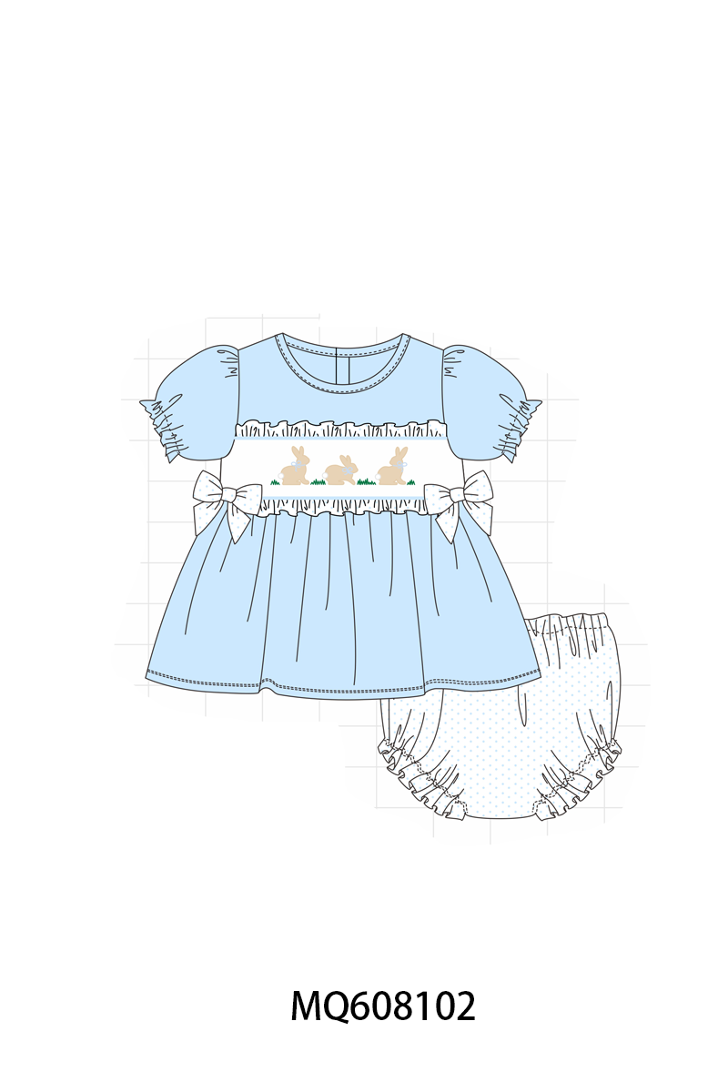 PO103 Blue easter bunny embroidery collection