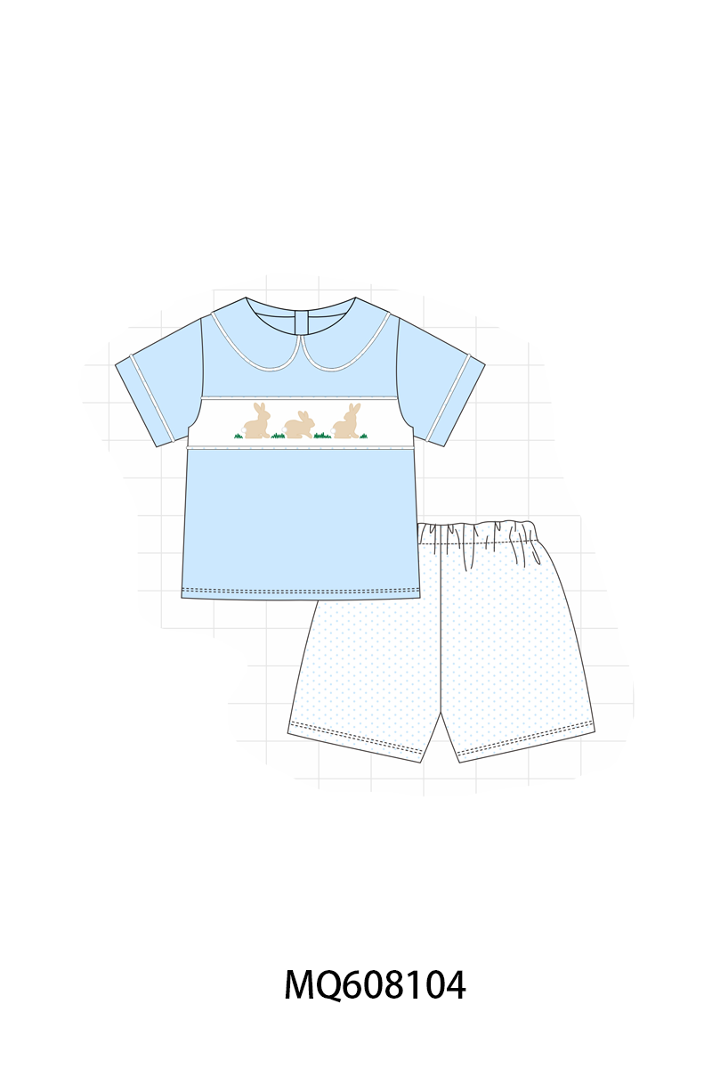 PO103 Blue easter bunny embroidery collection