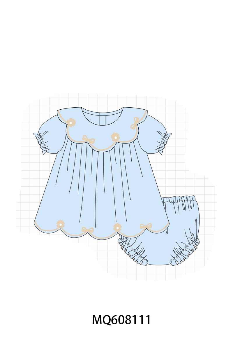 PO103 Blue bow embroidery collection