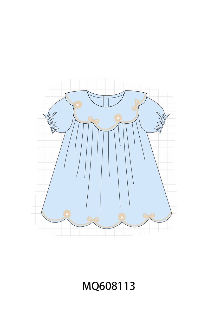 PO103 Blue bow embroidery collection