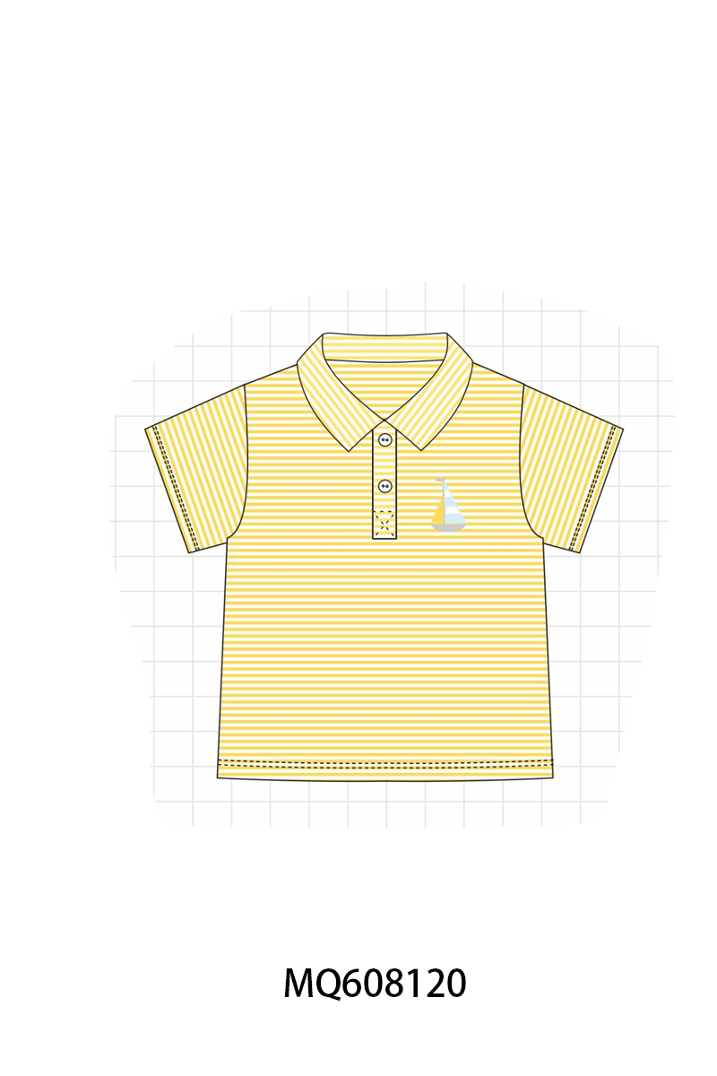 PO103 Mustard sailboat embroidery stripe collection