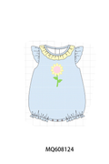 PO103 Blue gingham floral applique ruffle collection