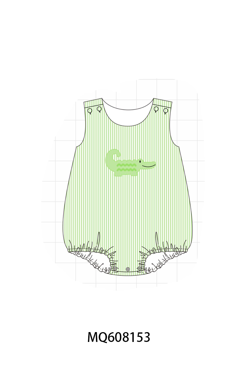 PO103 Green seersucker crocodile embroidery collection