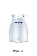 PO103 Navy shark embroidery plaid collection