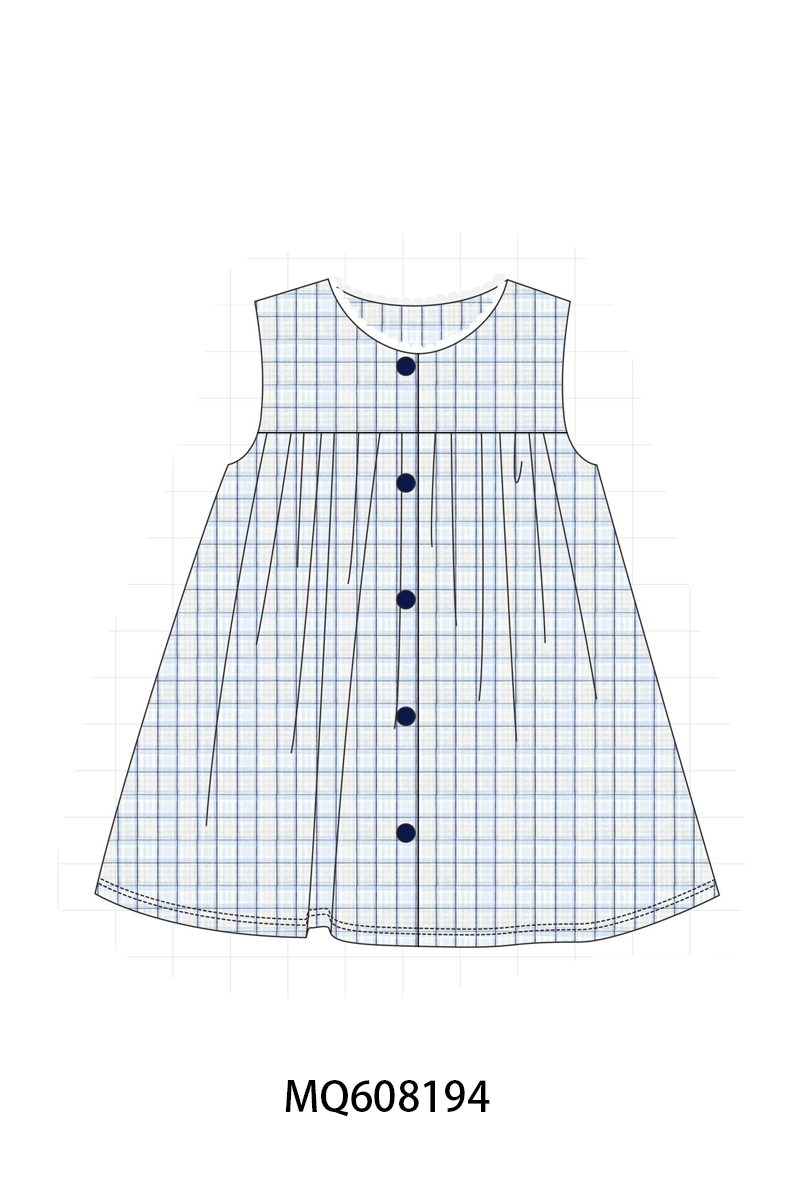 PO103 Navy shark embroidery plaid collection