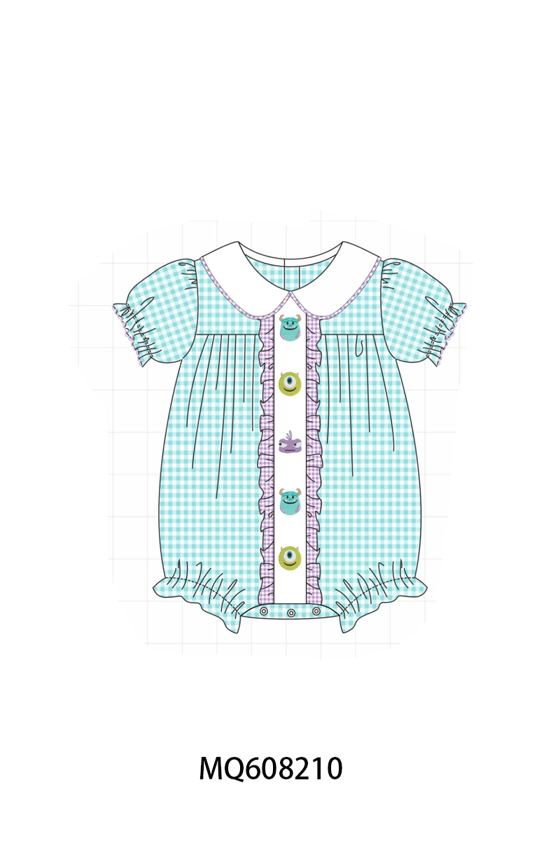 PO103 Blue gingham monster embroidery collection