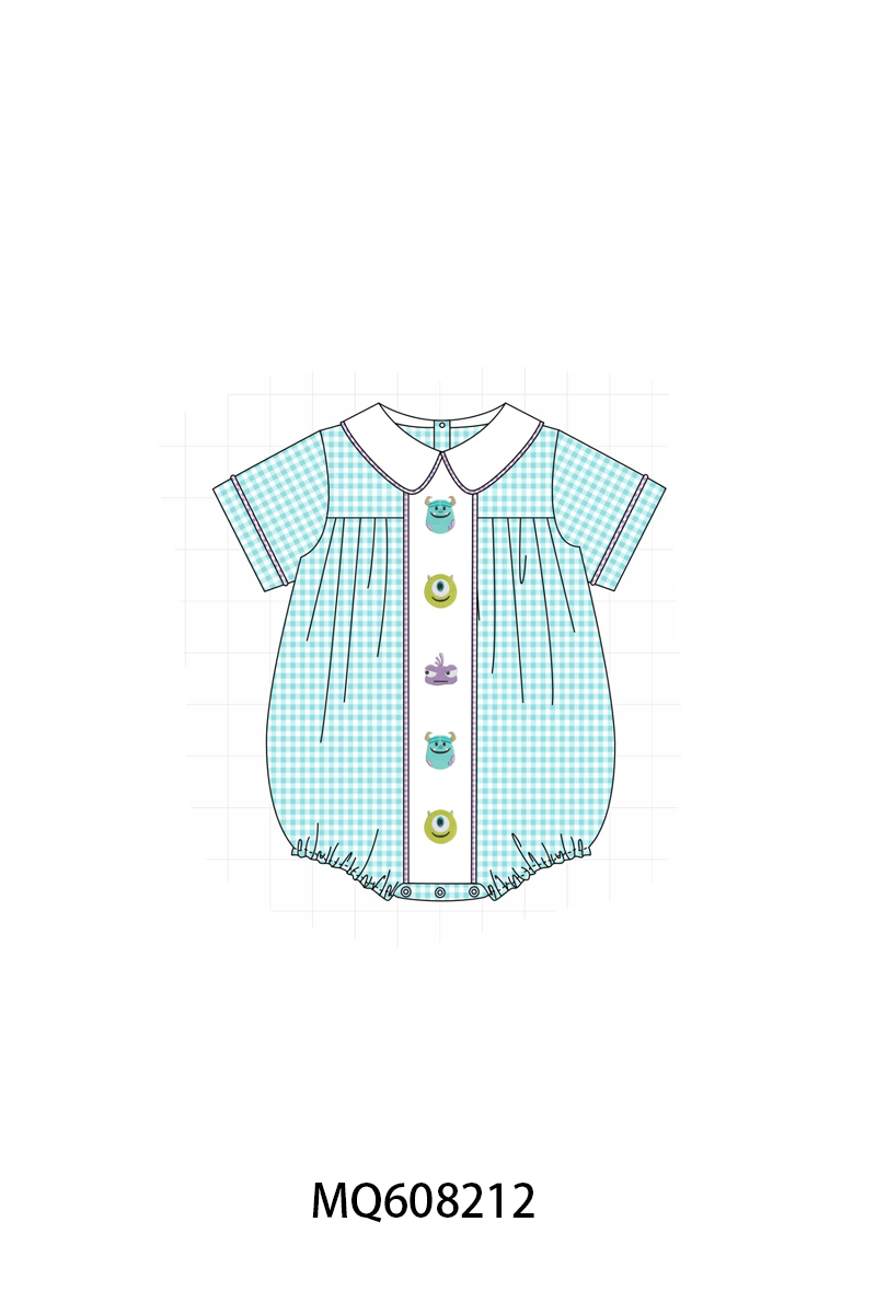 PO103 Blue gingham monster embroidery collection