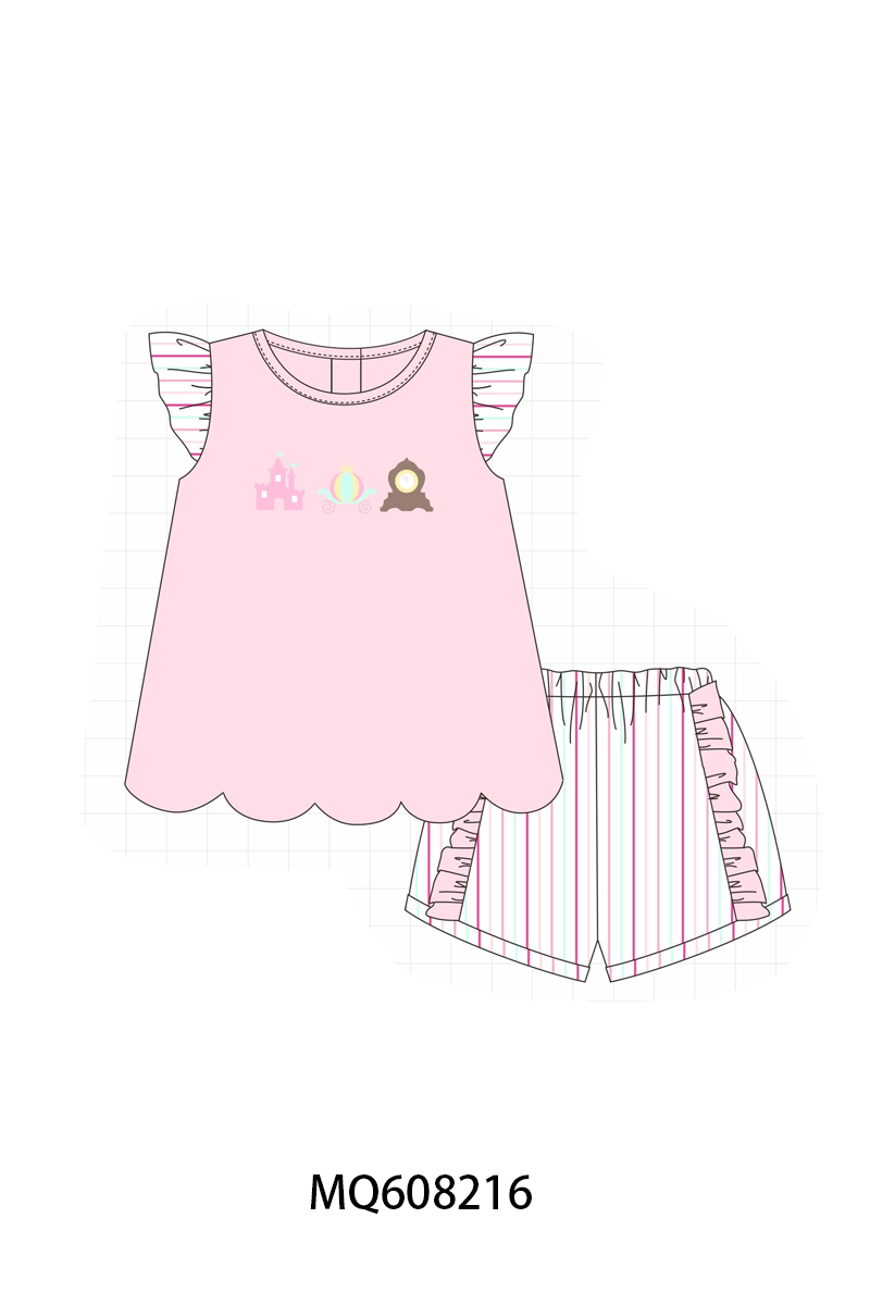 PO103 Pink castle embroidery ruffle collection
