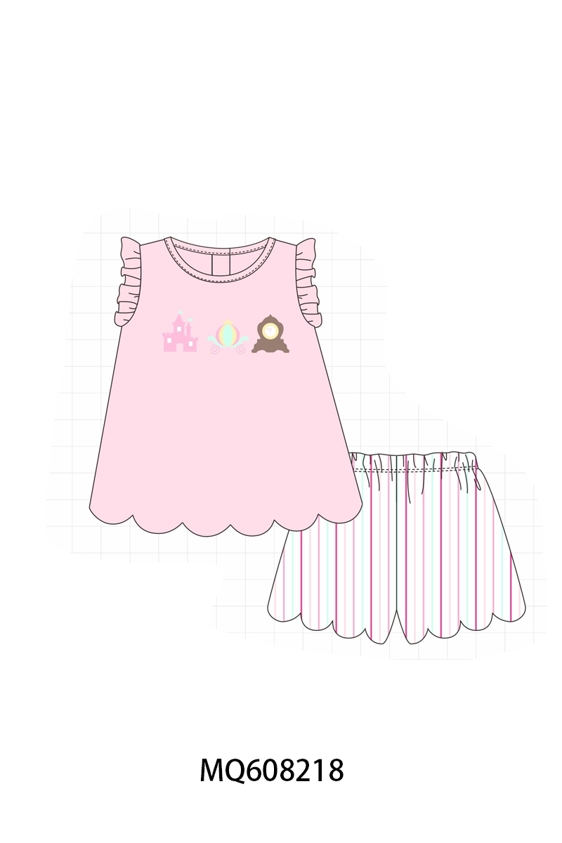 PO103 Pink castle embroidery ruffle collection