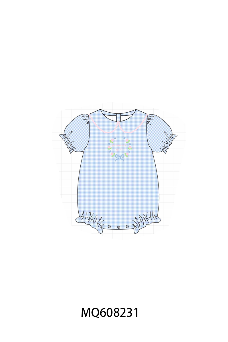 PO103 Blue gingham mama's girl embroidery colleciton