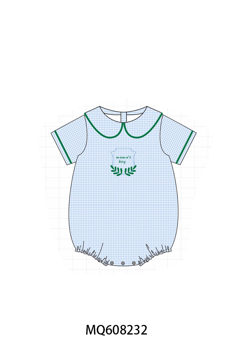 PO103 Blue gingham mama's girl embroidery colleciton