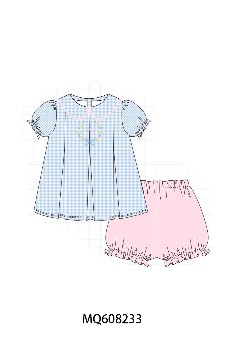 PO103 Blue gingham mama's girl embroidery colleciton