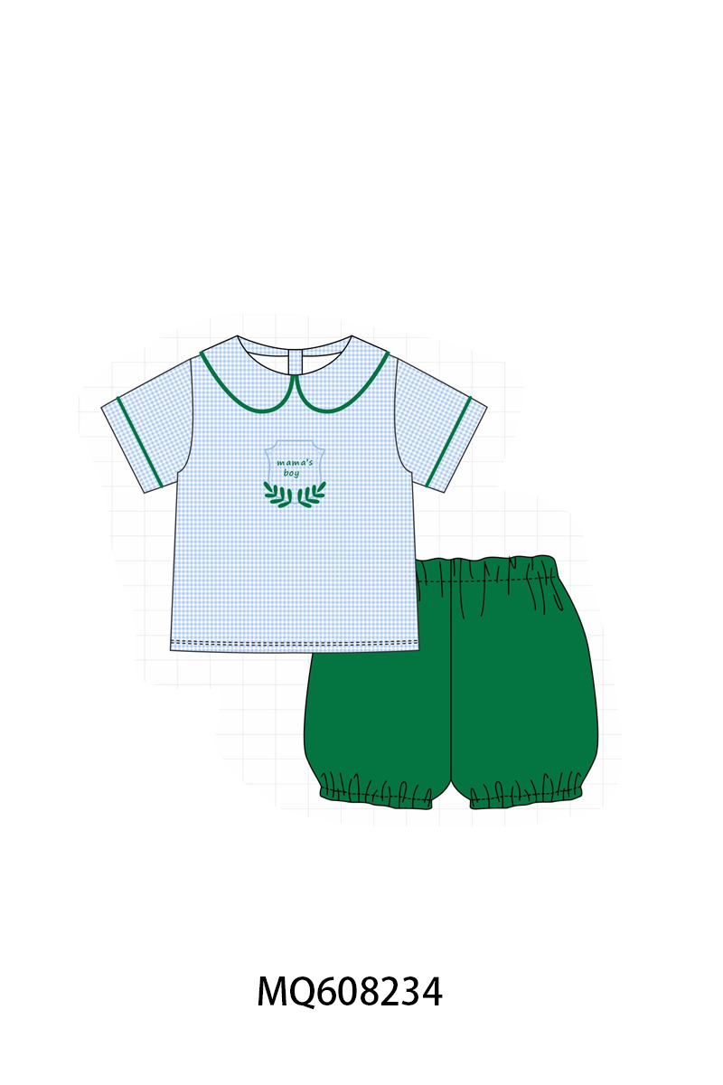 PO103 Blue gingham mama's girl embroidery colleciton