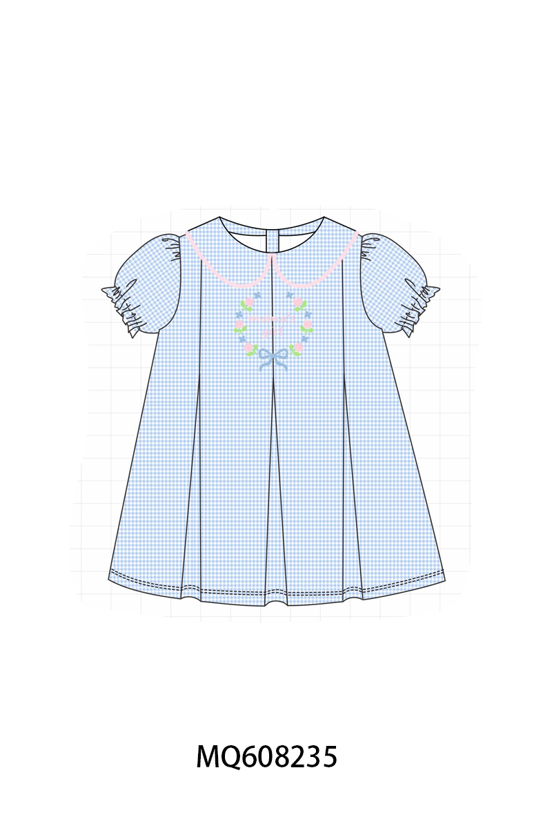 PO103 Blue gingham mama's girl embroidery colleciton