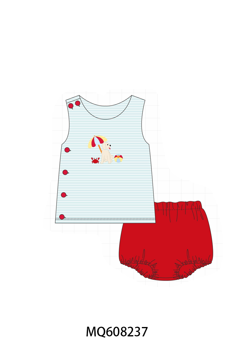 PO103 Blue stripe puppy applique collection