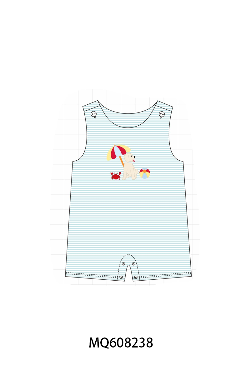PO103 Blue stripe puppy applique collection