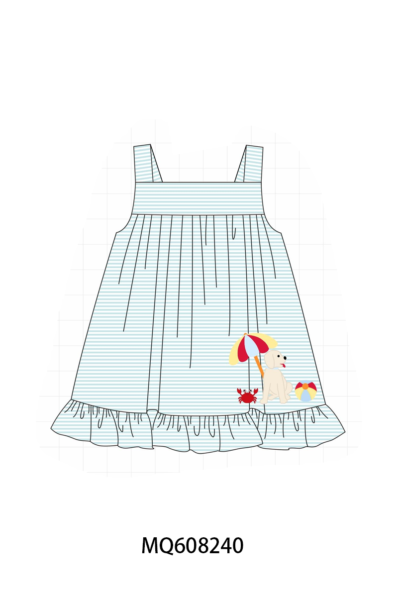 PO103 Blue stripe puppy applique collection