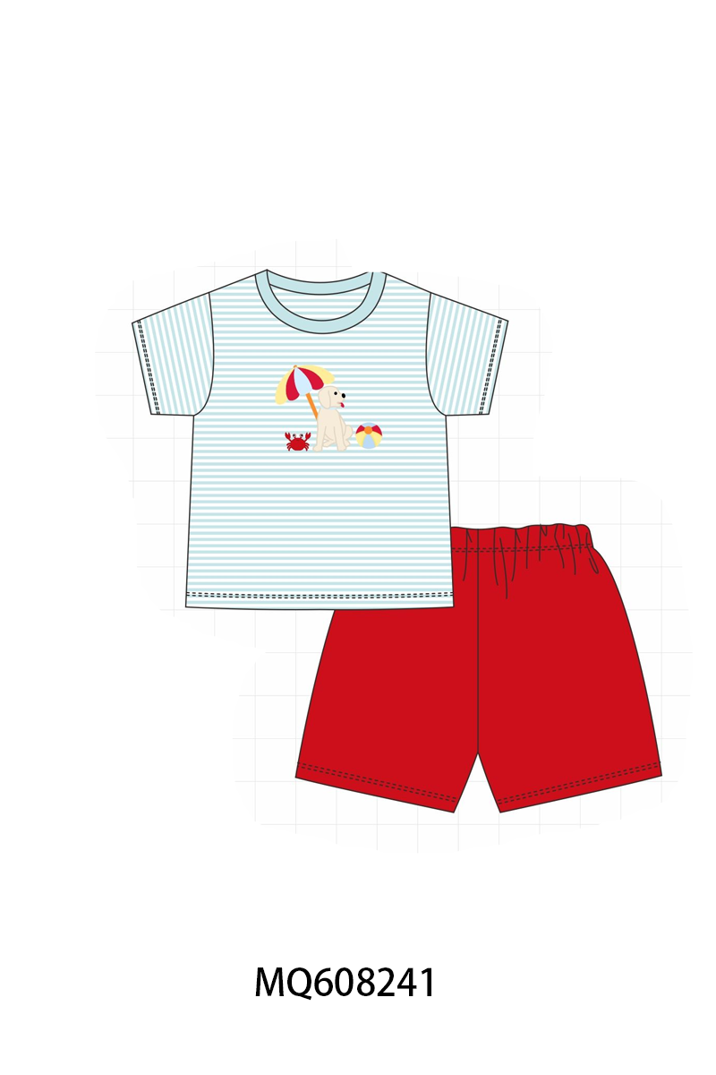 PO103 Blue stripe puppy applique collection