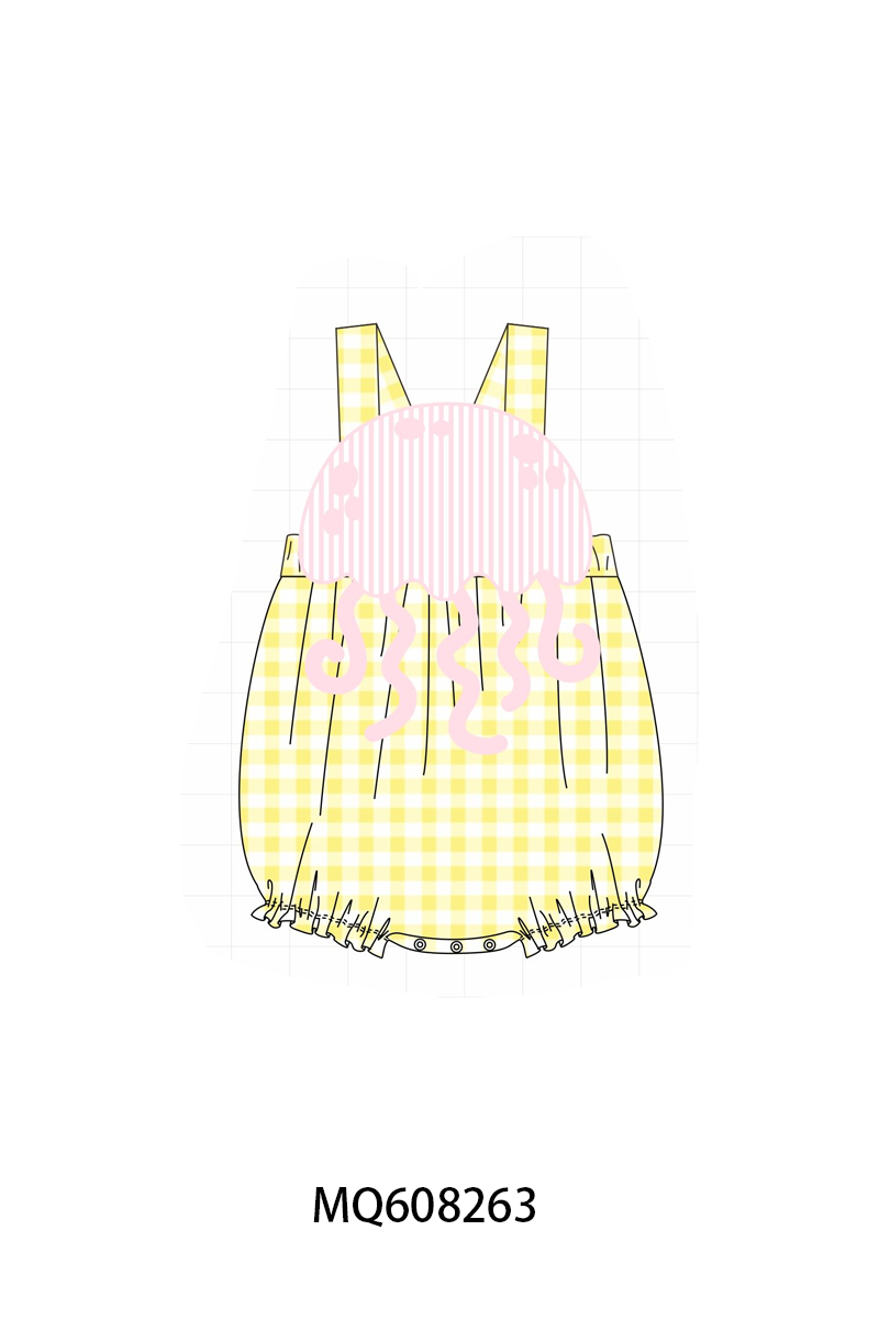 PO103 Yellow jellyfish applique gingham collection