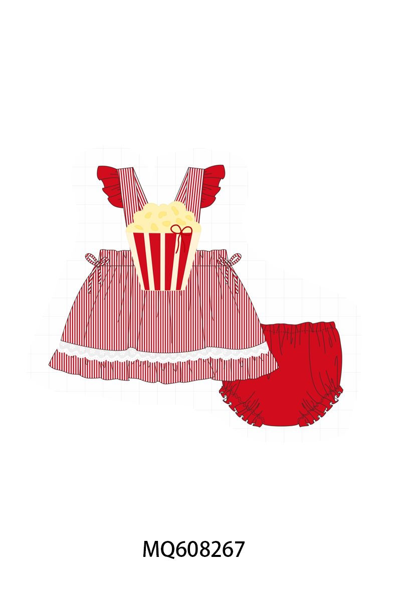 PO103 Red popcorn applique stripe collection