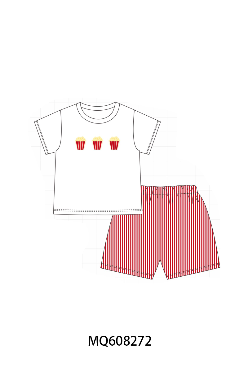 PO103 Red popcorn applique stripe collection