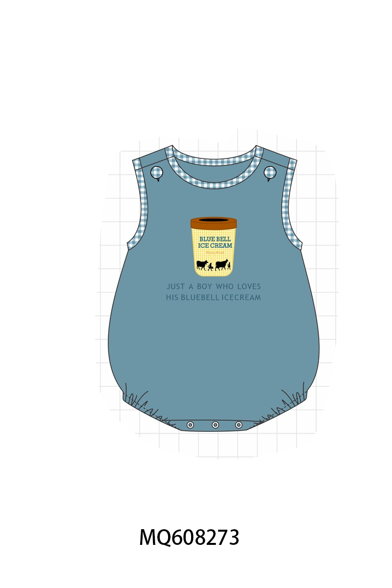 PO103 Teal ice cream embroidery boy collection