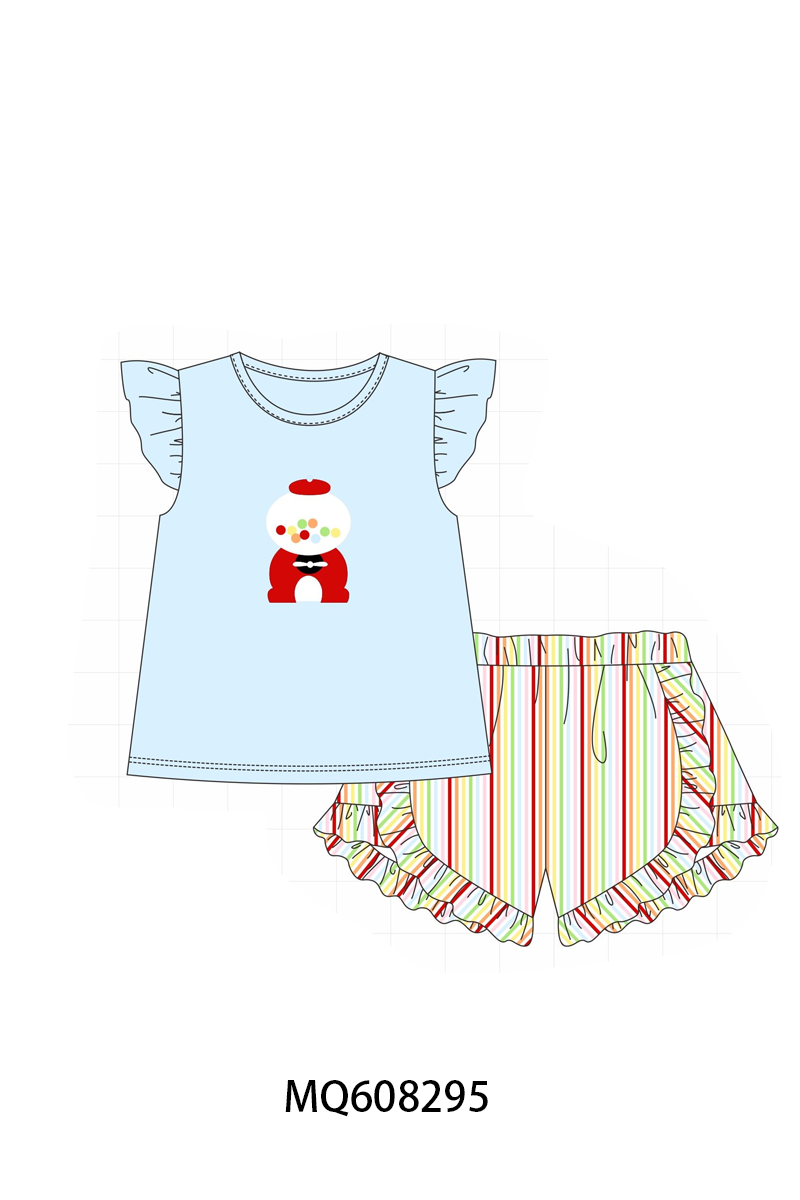 PO103 Blue gumball machine applique stripe collection