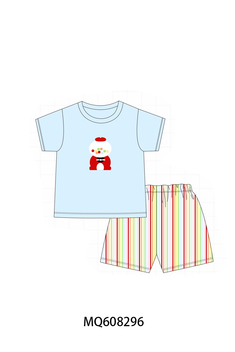 PO103 Blue gumball machine applique stripe collection