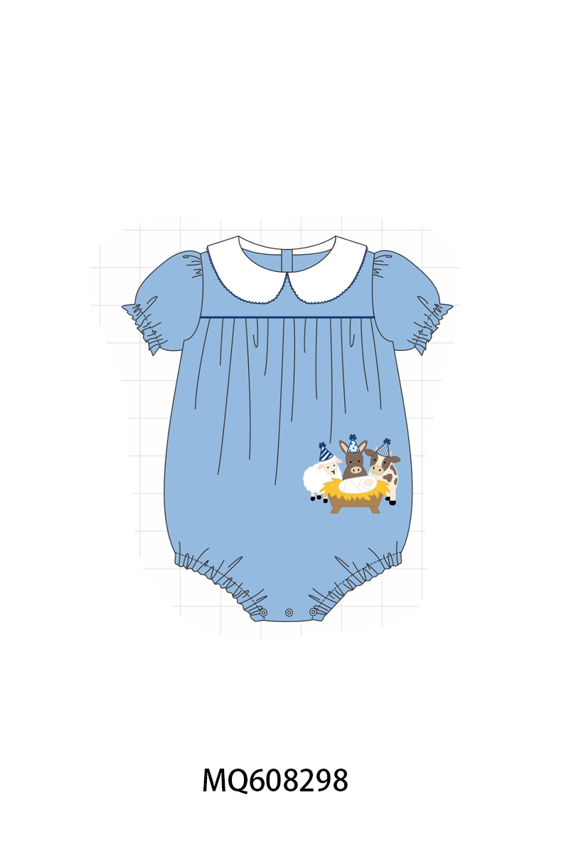 PO103 Blue farm nativity applique collection