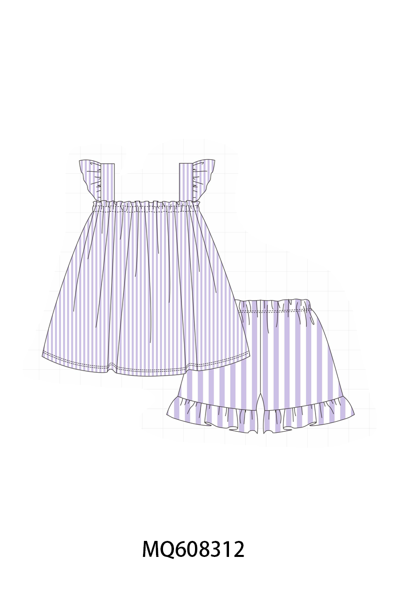PO103 Purple stripe ruffle girl collection