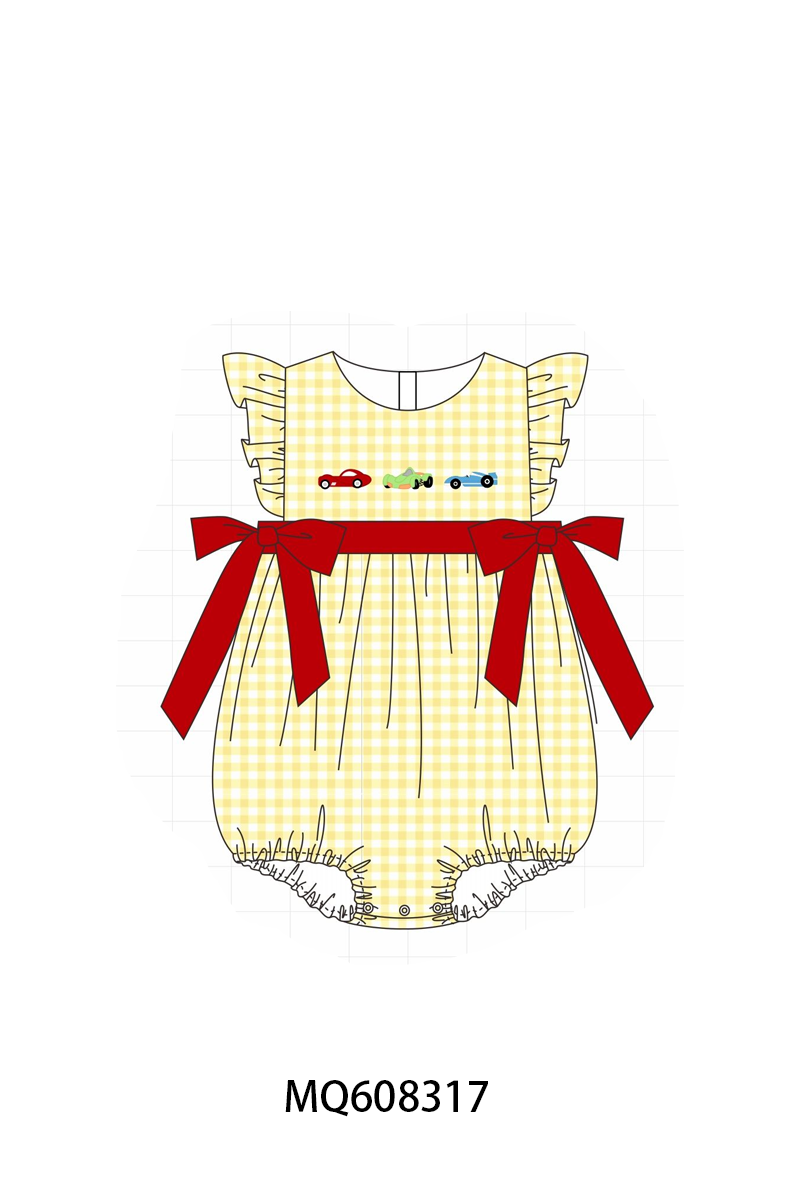 PO103 Red&yellow gingham car embroidery collection