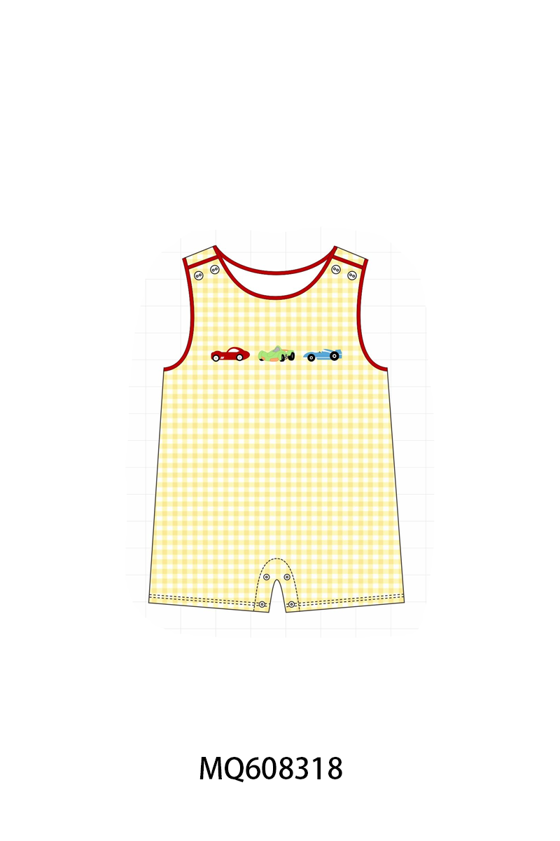 PO103 Red&yellow gingham car embroidery collection