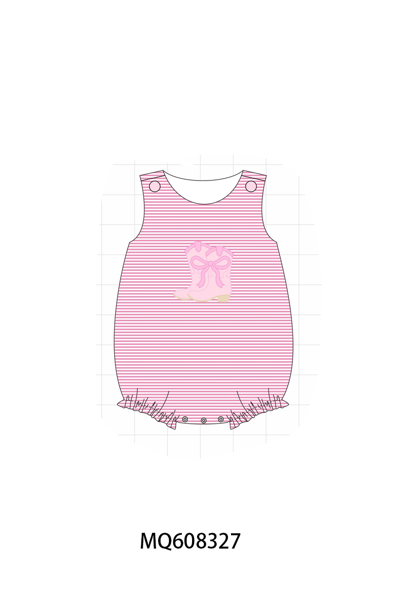 PO103 Pink&blue stripe boots applique collection
