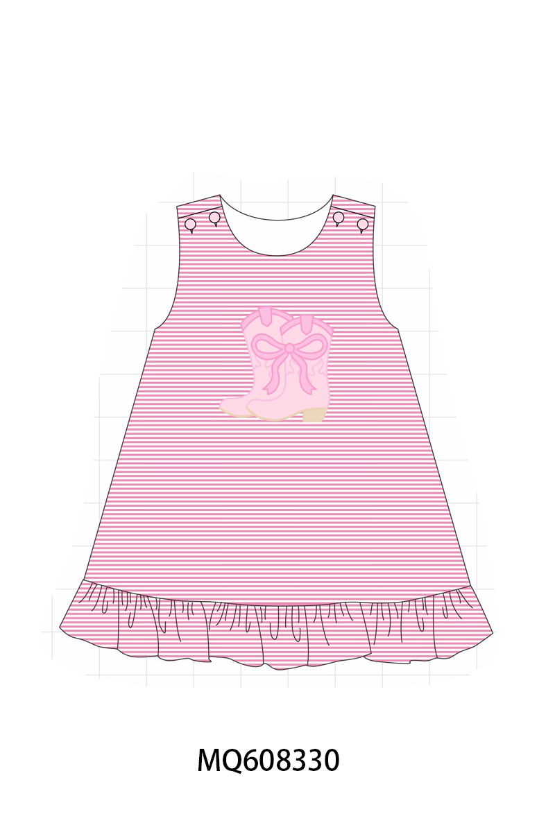 PO103 Pink&blue stripe boots applique collection