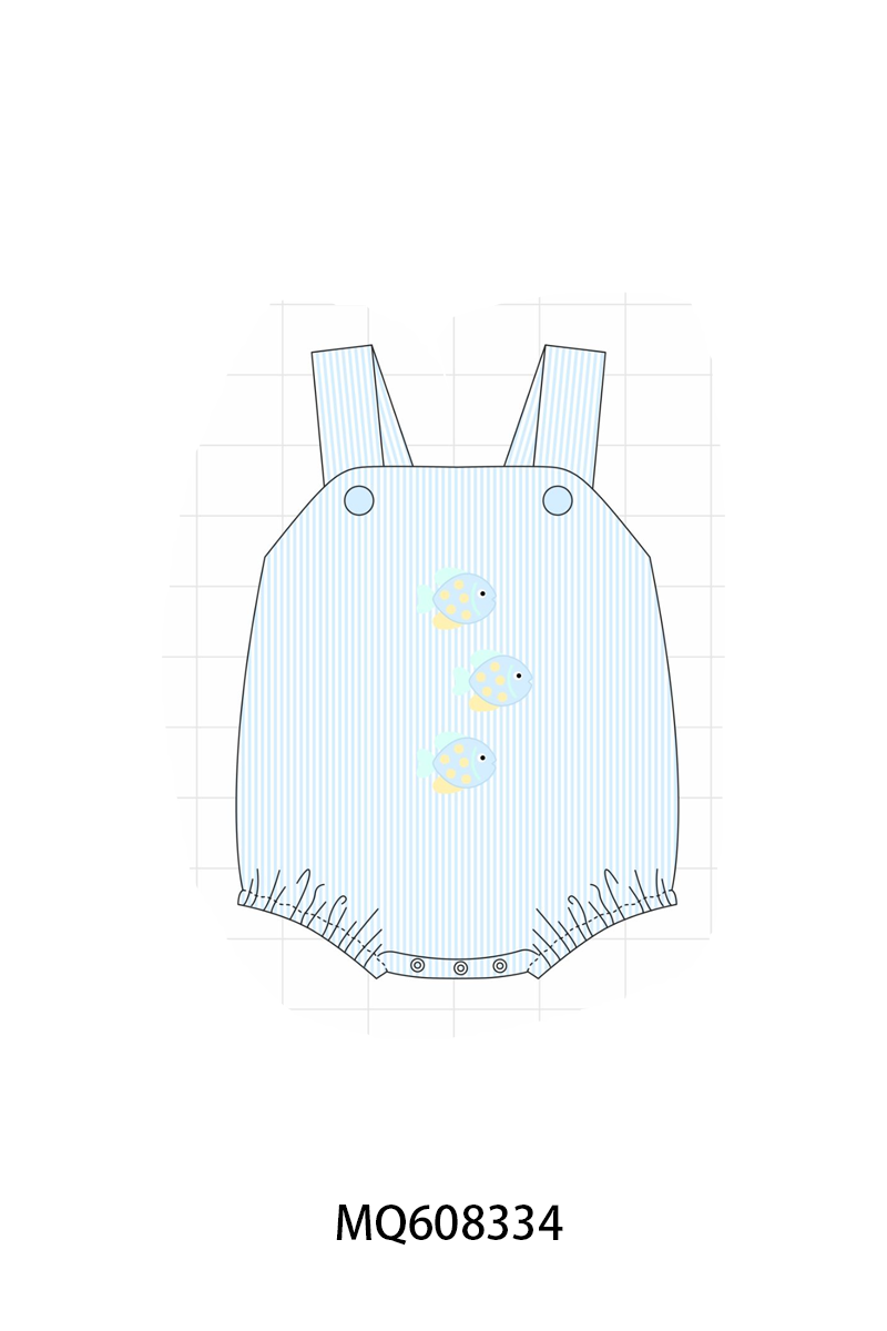PO103 Blue&pink fish embroidery collection