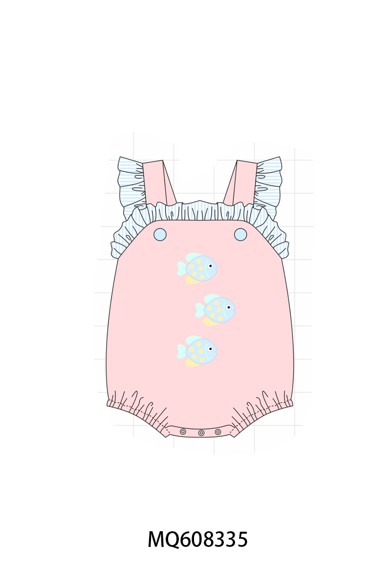 PO103 Blue&pink fish embroidery collection