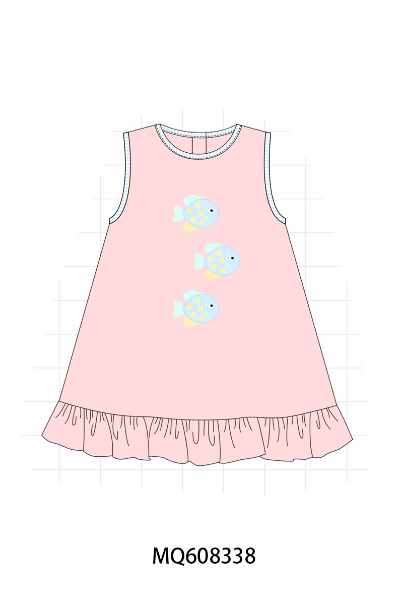 PO103 Blue&pink fish embroidery collection