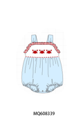 PO103 Blue crab embroidery gingham collection