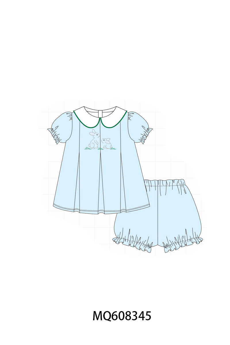 PO103 Blue easter bunny embroidery peter pan collection