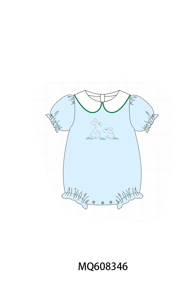 PO103 Blue easter bunny embroidery peter pan collection