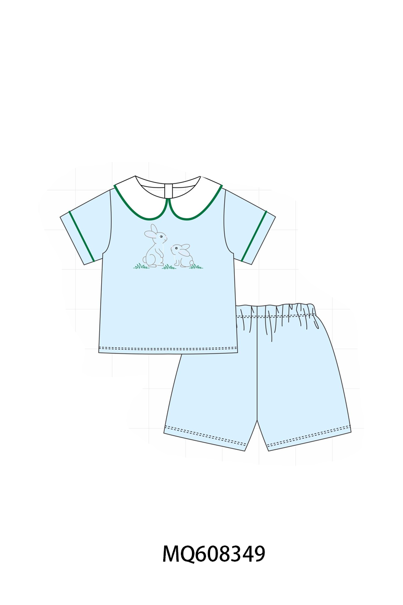 PO103 Blue easter bunny embroidery peter pan collection