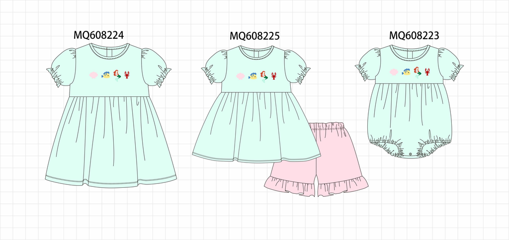 PO103 Mint mermaid lobster embroidery collection