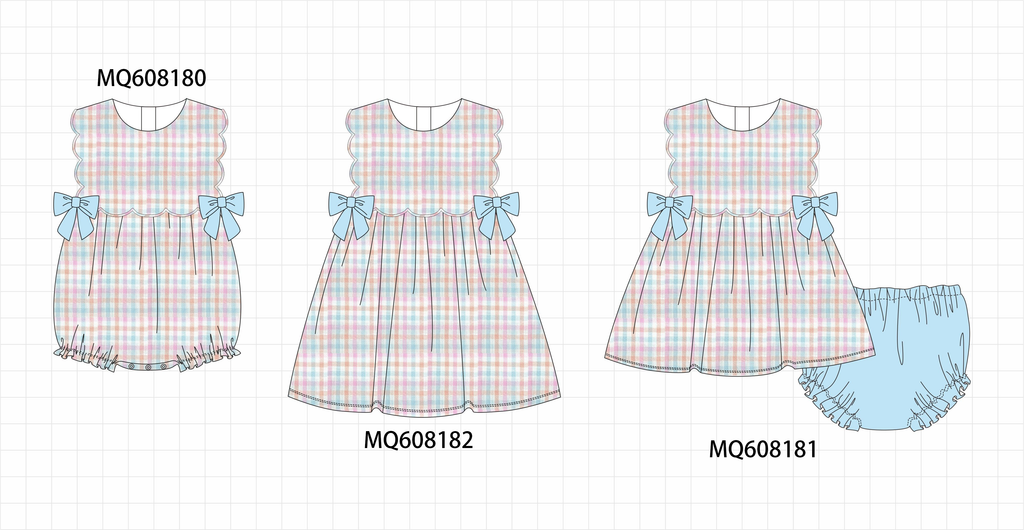 PO103 Multicolored gingham bow collection