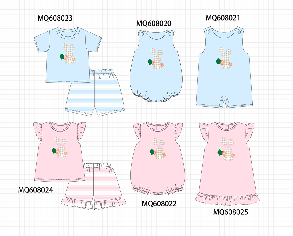 PO103 Pink&blue easter bunny carrot applique collection