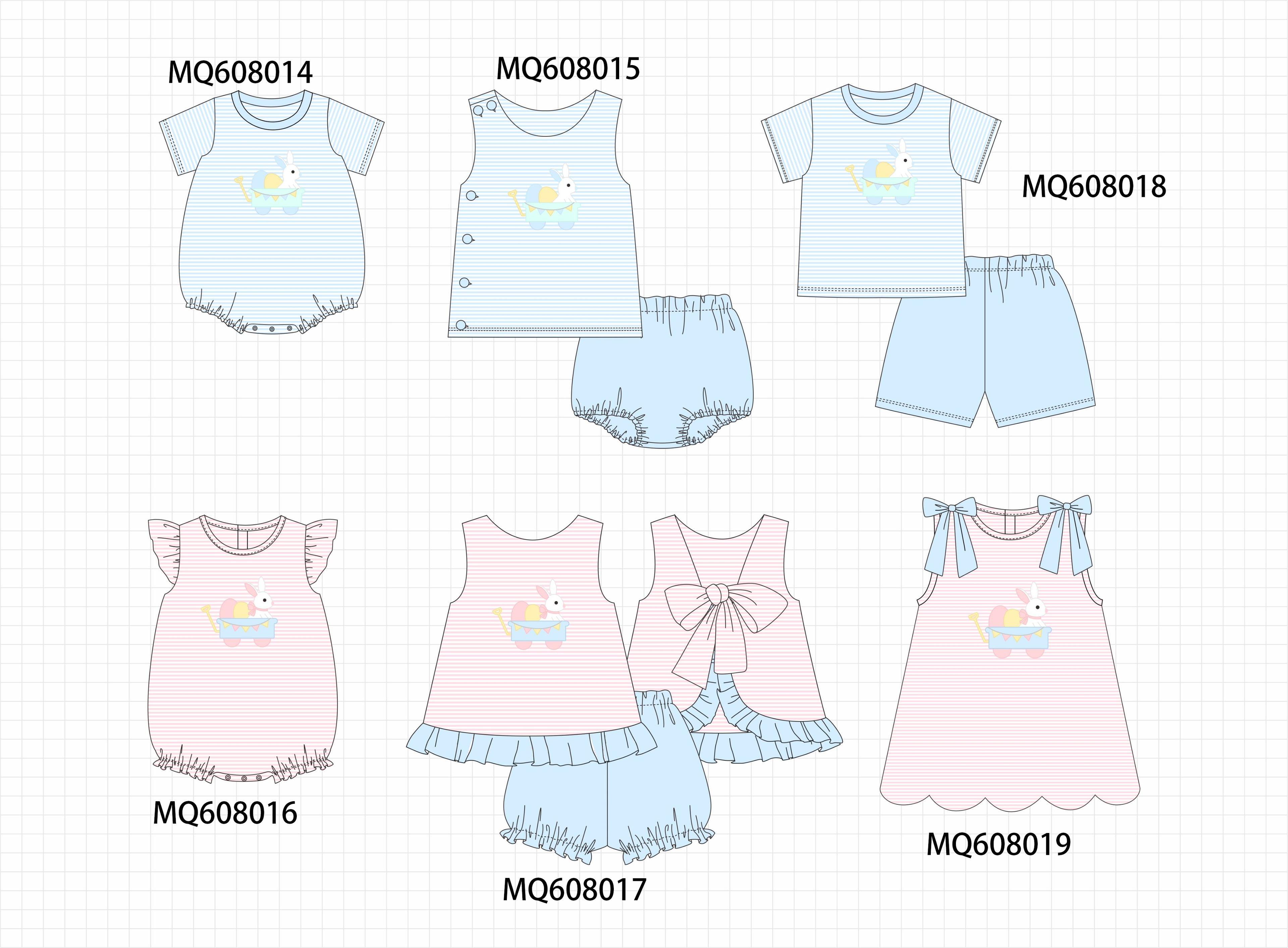 PO103 Pink&blue easter bunny egg applique stripe collection