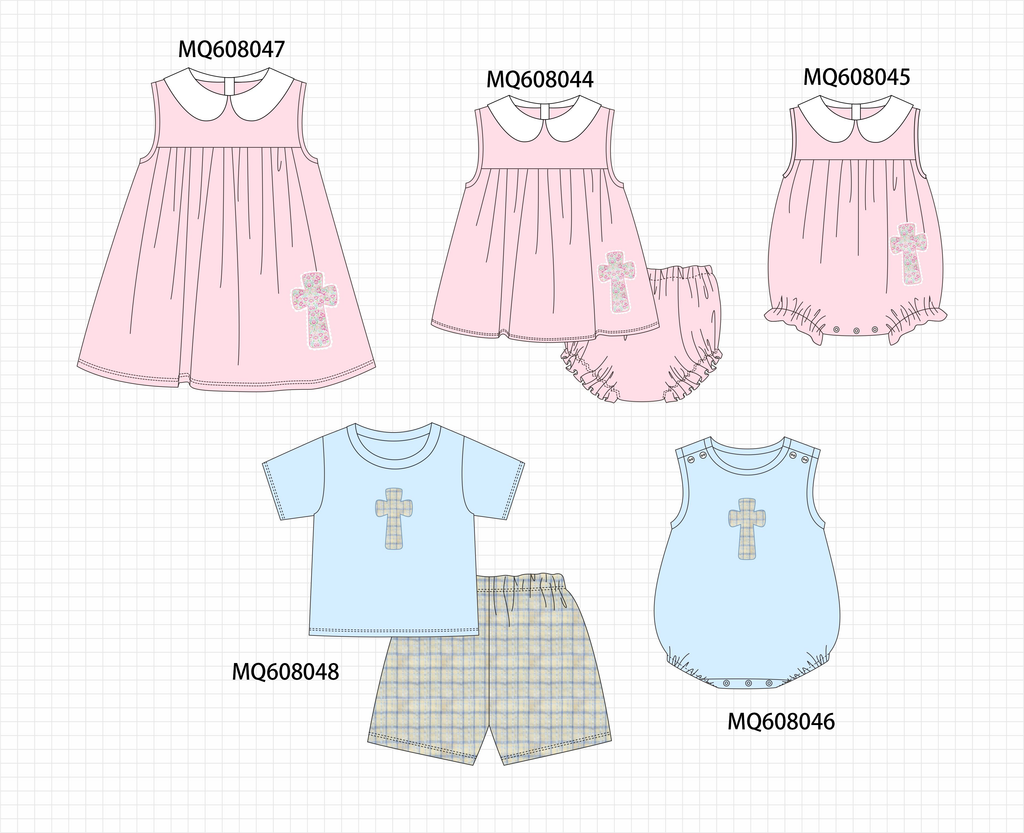PO103 Pink&blue easter cross embroidery collection