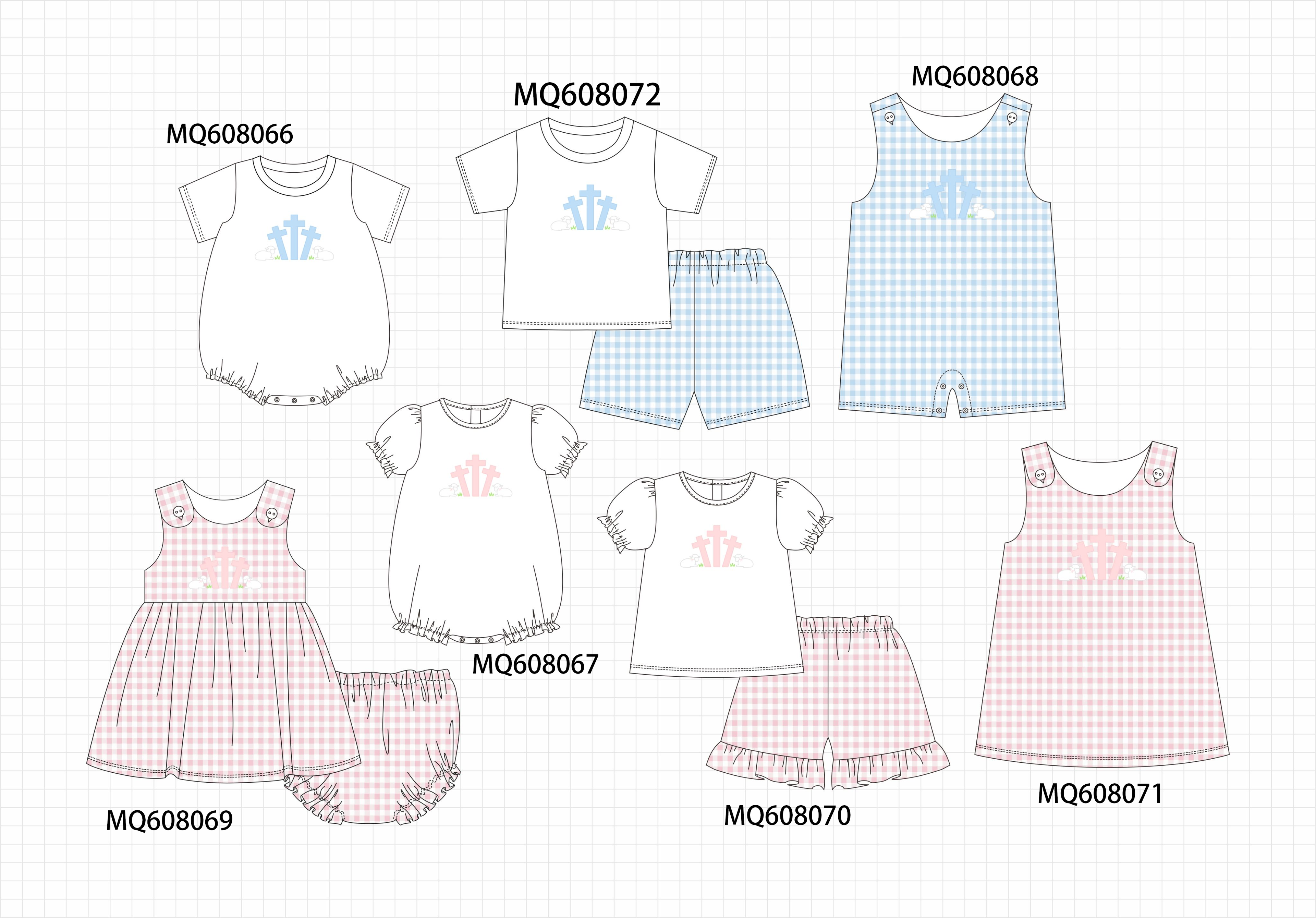 PO103 Pink&blue gingham cross sheep collection
